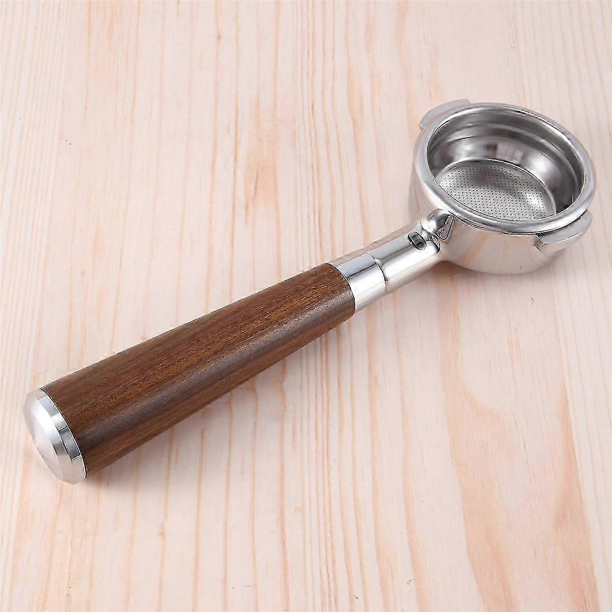 58mm Double Ear Coffee Machine Filter Holder E61 Bottomless Portafilter with Wooden Handle Style B