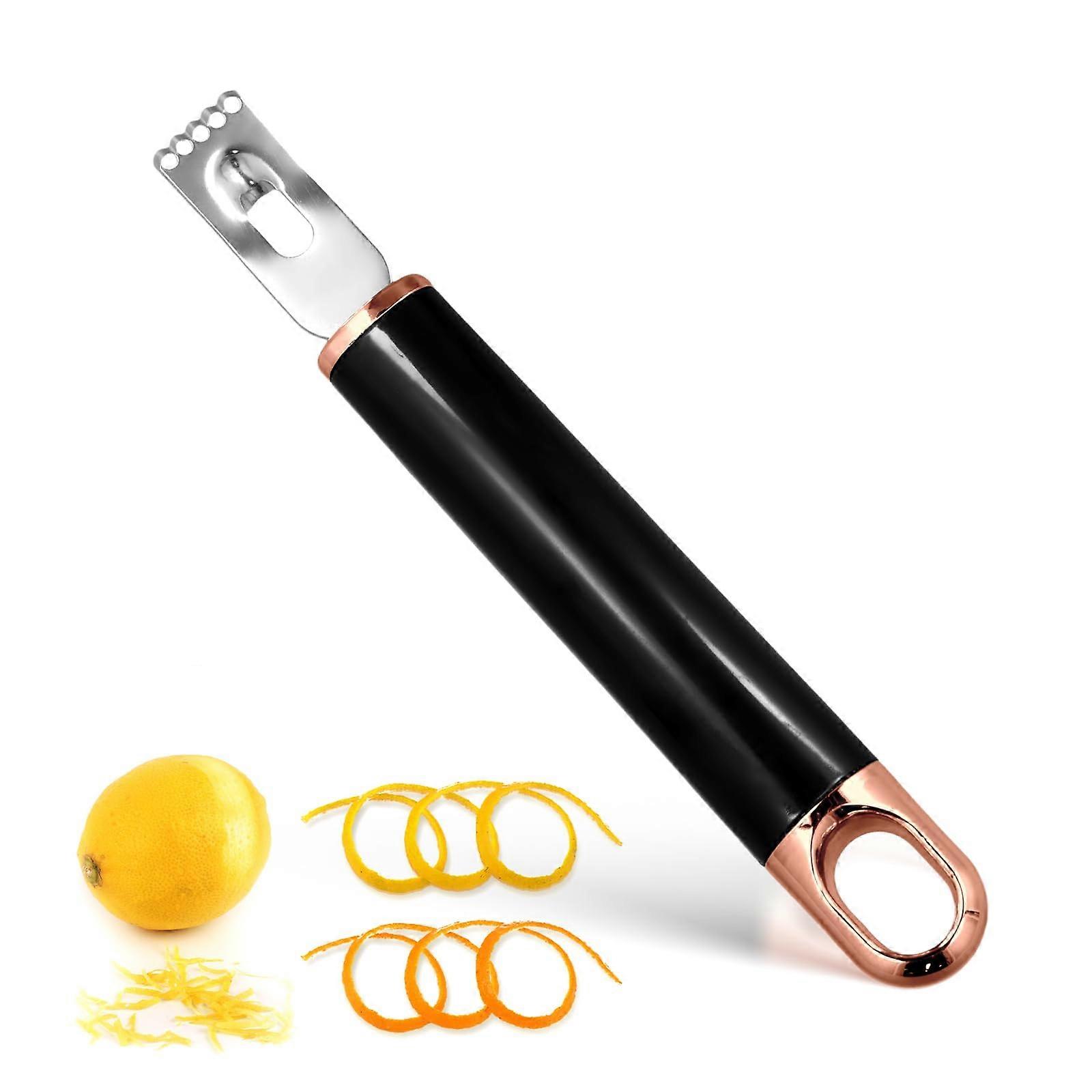 Stainless Steel Multifunctional Channel Knife for Citrus Peeling, Garnishing, and Slicing with Ergonomic Handle