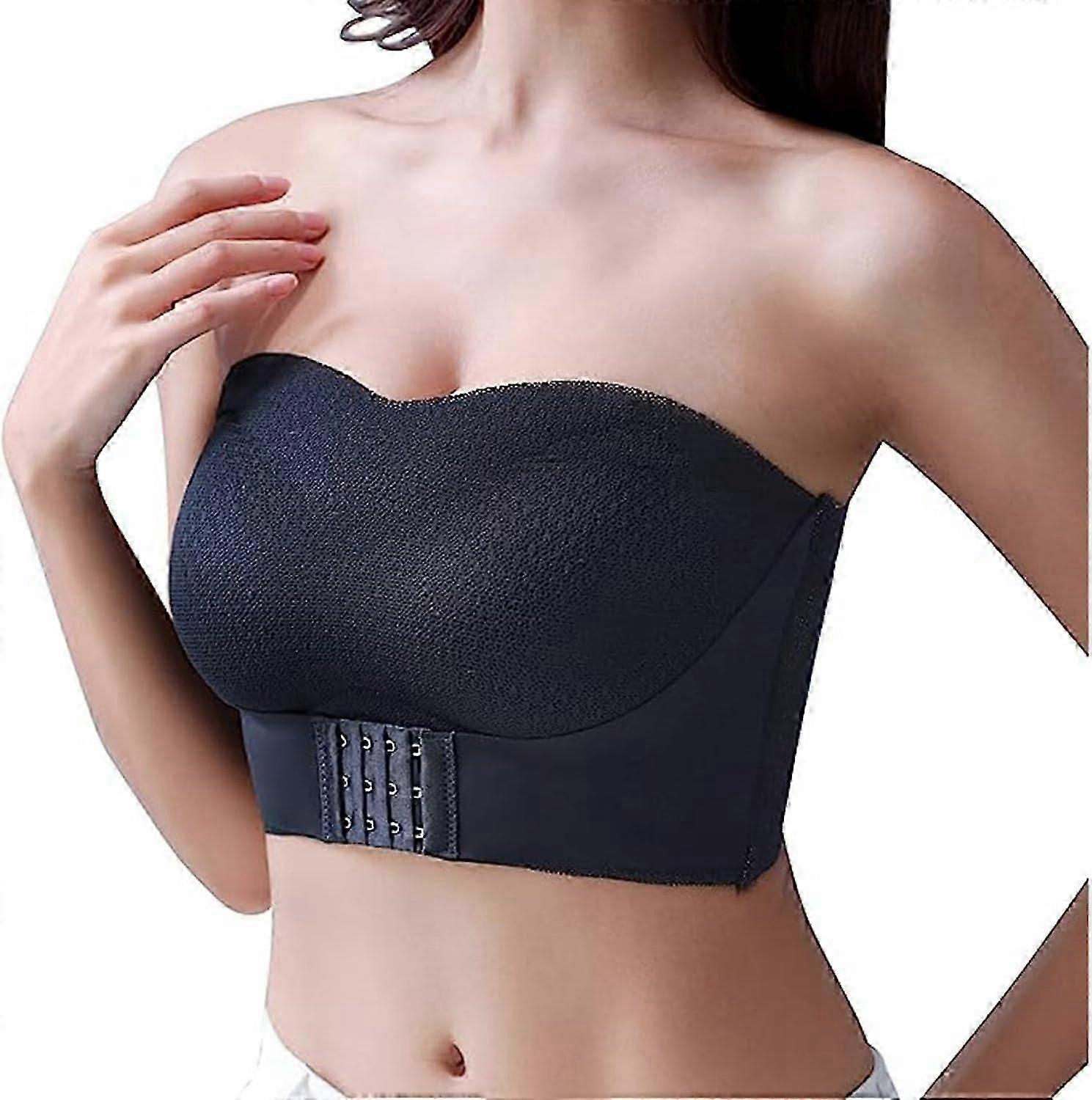 Sutiãs sem alças para mulheres, sutiã tipo bandeau conversível antiderrapante com suporte total, sutiã tipo bandeau push up feminino