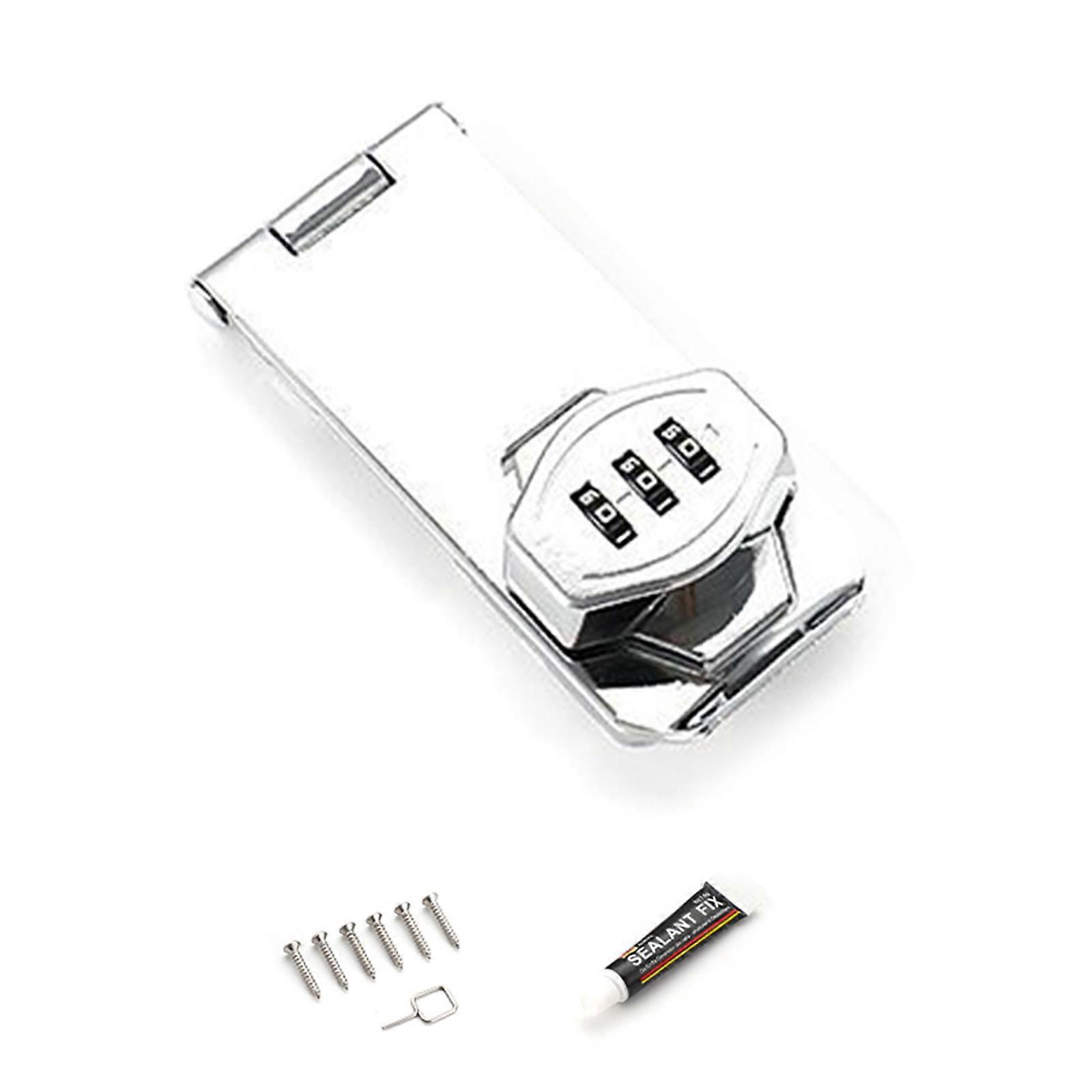 Mini 3Digit Combination Cabinet Lock Password Safety Drawer Lock Cabinet Hasp Lock with Code for Small Doors, Mailboxes Silver