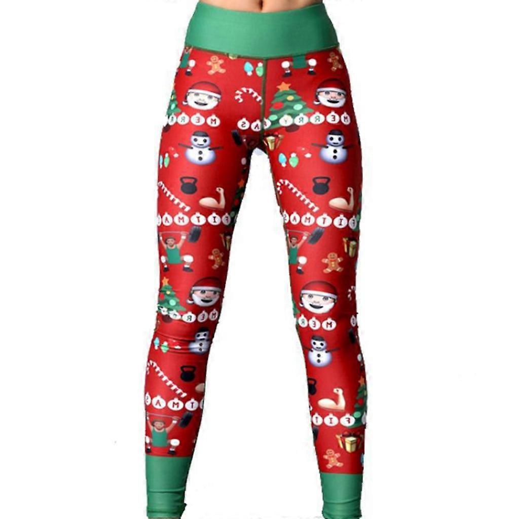 נשים מותניים גבוהים מכוער חותלות חג המולד קריקטורה פסים קשת איש שלג הדפסת חג טייץ בקרת בטן יוגה כושר נמתח סקיני מכנסיים מכנסיים 