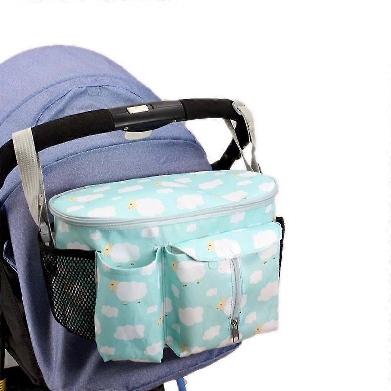 Multifunctional Baby Stroller Storage Bag, Colour: Green Lamb + Side Pocket