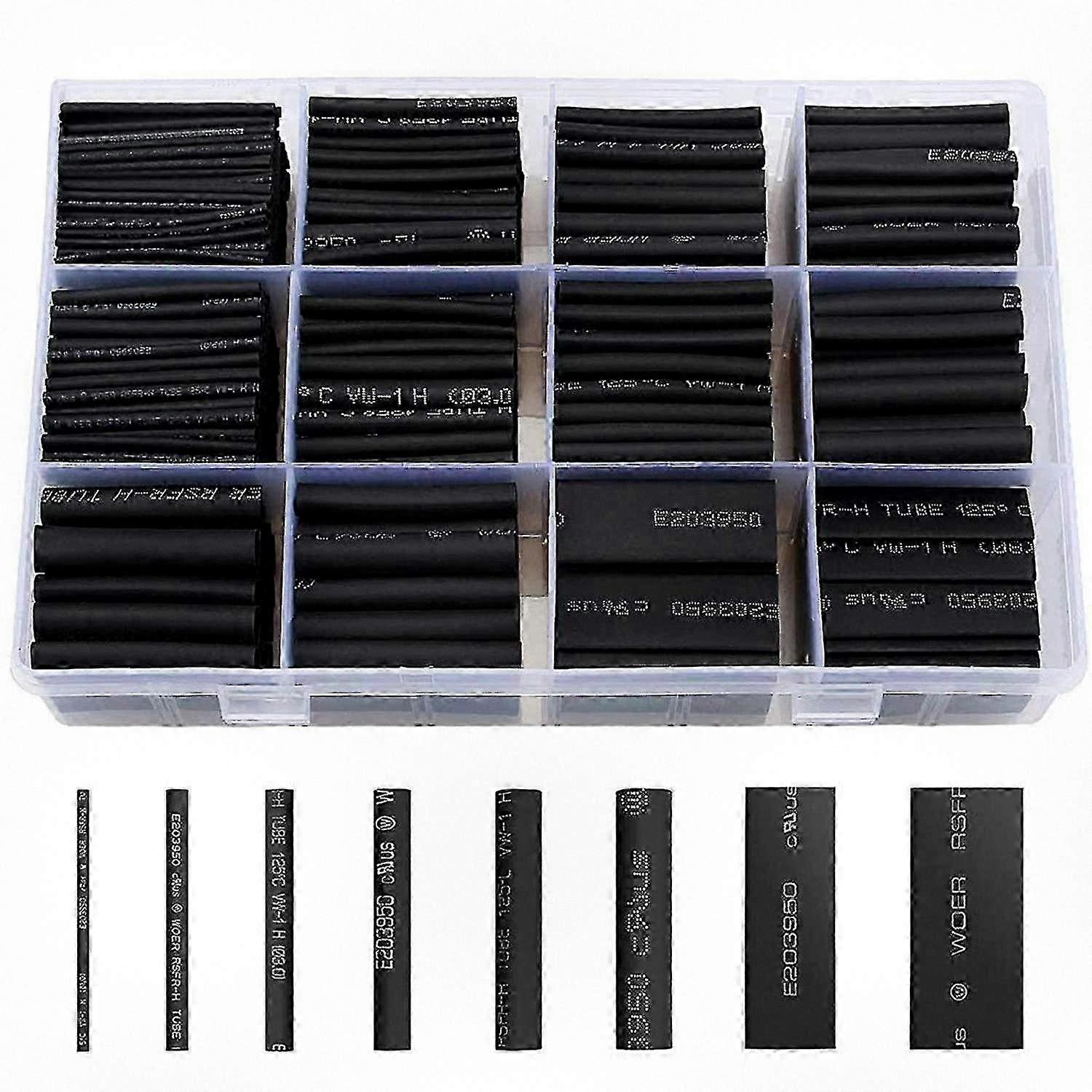 650pcs Black Heat Shrink Sleeves for Cable Wrapping & Insulation