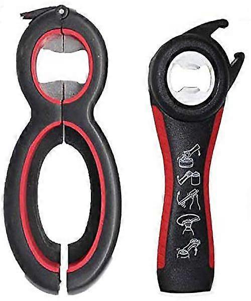 Bottle Can and Jar Grip Opener, 2 pack Jar Openers 5-in-1 and 6-in-1 Multi Kitchen Tools Set,Elderly, Seniors, Arthritis Sufferers