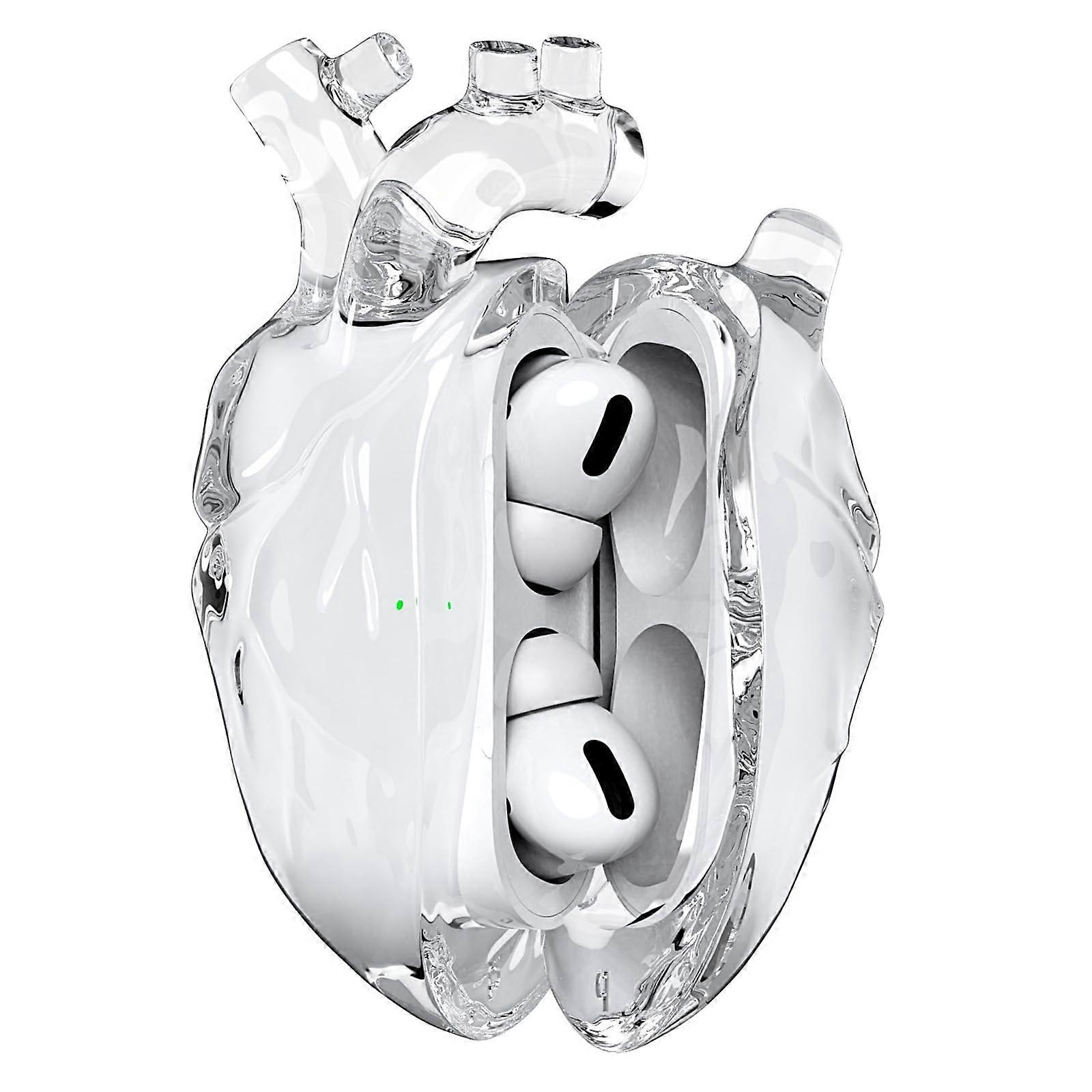 Original Heart-Shaped Protective Case for AirPods 3rd Generation, Liquid Silicone Transparent Cover with Metal Hook