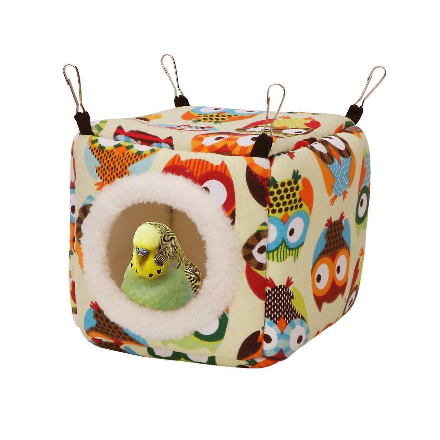 Bird Hammock Nest Home for Parrots and Small Animals, Yellow Hanging Cage Accessory, Size S, Soft Fabric, Cozy Design