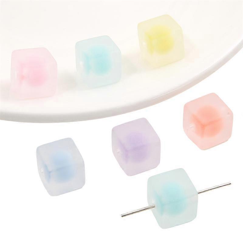 Acrylic Beads Frosted Square Charms Transparent Beads For DIY Bracelet Necklace Jewelry Making