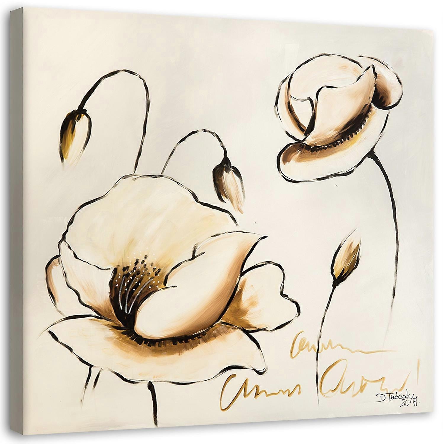 Impression sur toile, Fleurs peintes - 60x60