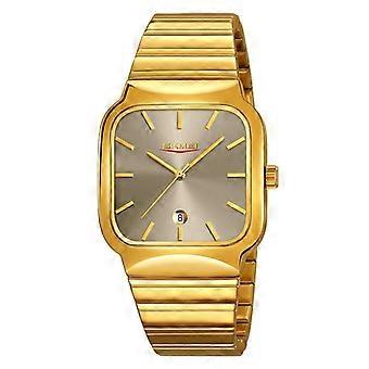SKMEI 9361 Montre à quartz carré Boîtier doré Cadran gris