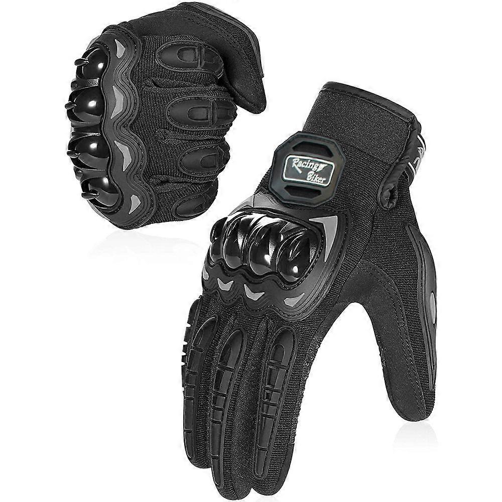 Breathable Full Finger Racing Motorcycle Gloves Quality Stylishly Decorated Antiskid Wearable Gloves Large Size XXL Black