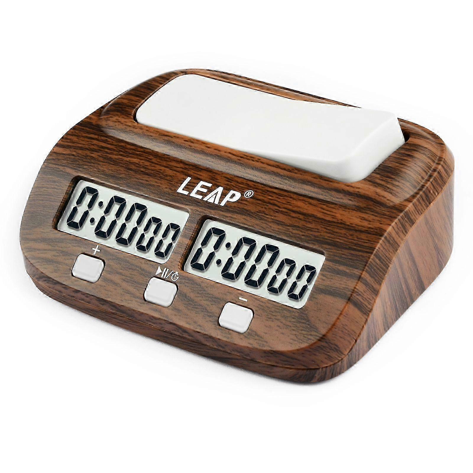Professional Digital Chess Timer with LEAP Brand featuring Delay and Bonus Functionality Available in Wooden Grain Finish