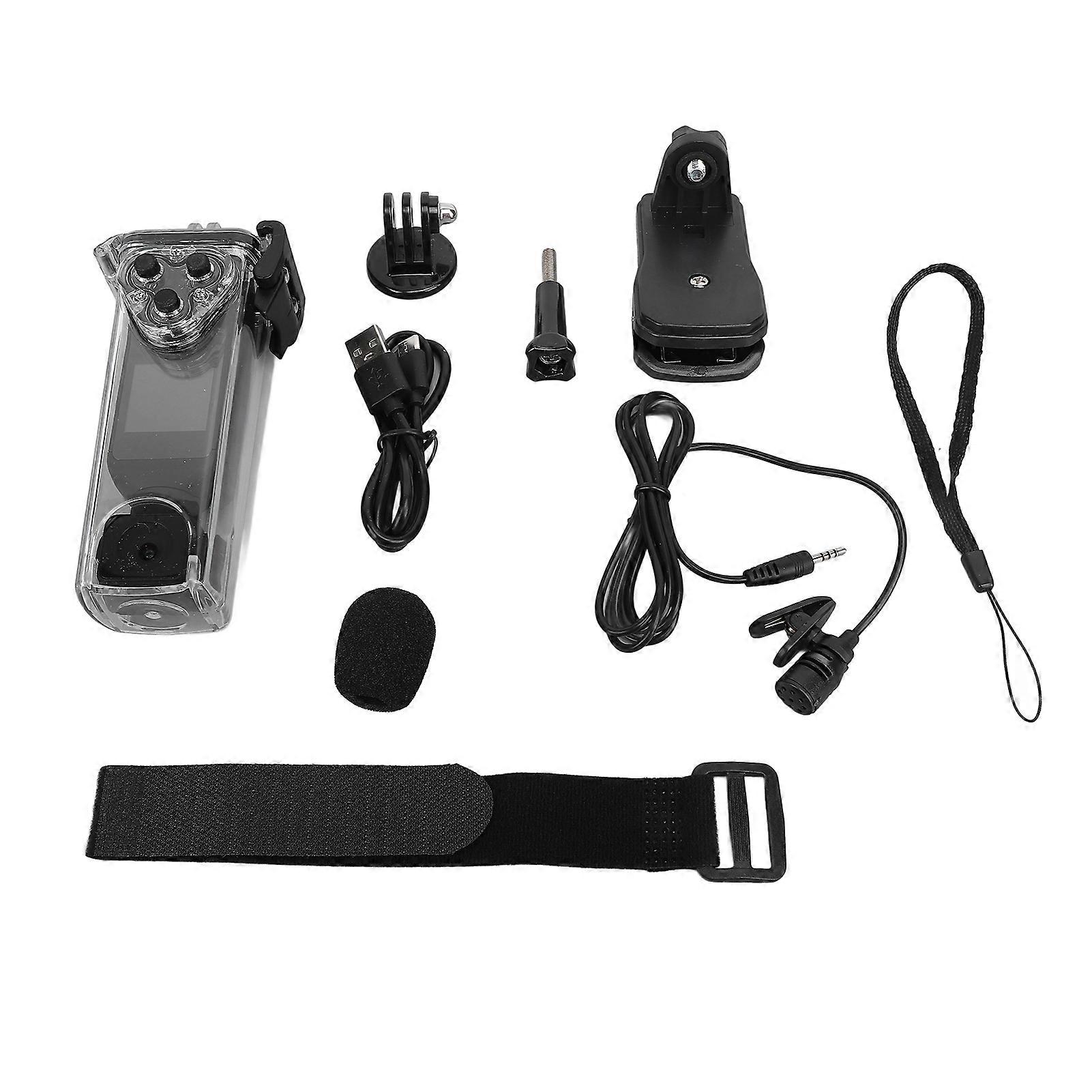 1.3 inch 5K 30FPS HD Wearable Action Camera, 270 Degree Rotating Lens, Stabilization, Waterproof, with Microphone
