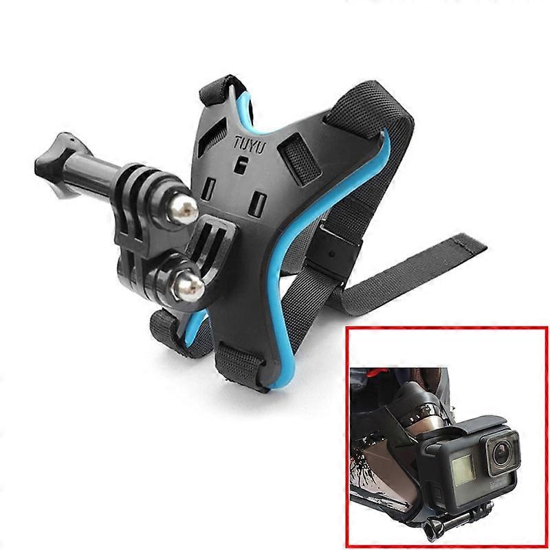 (New) TUYU Motorcycle Helmet Chin Action Camera Mobile Phone Mounting Bracket Blue Bracket