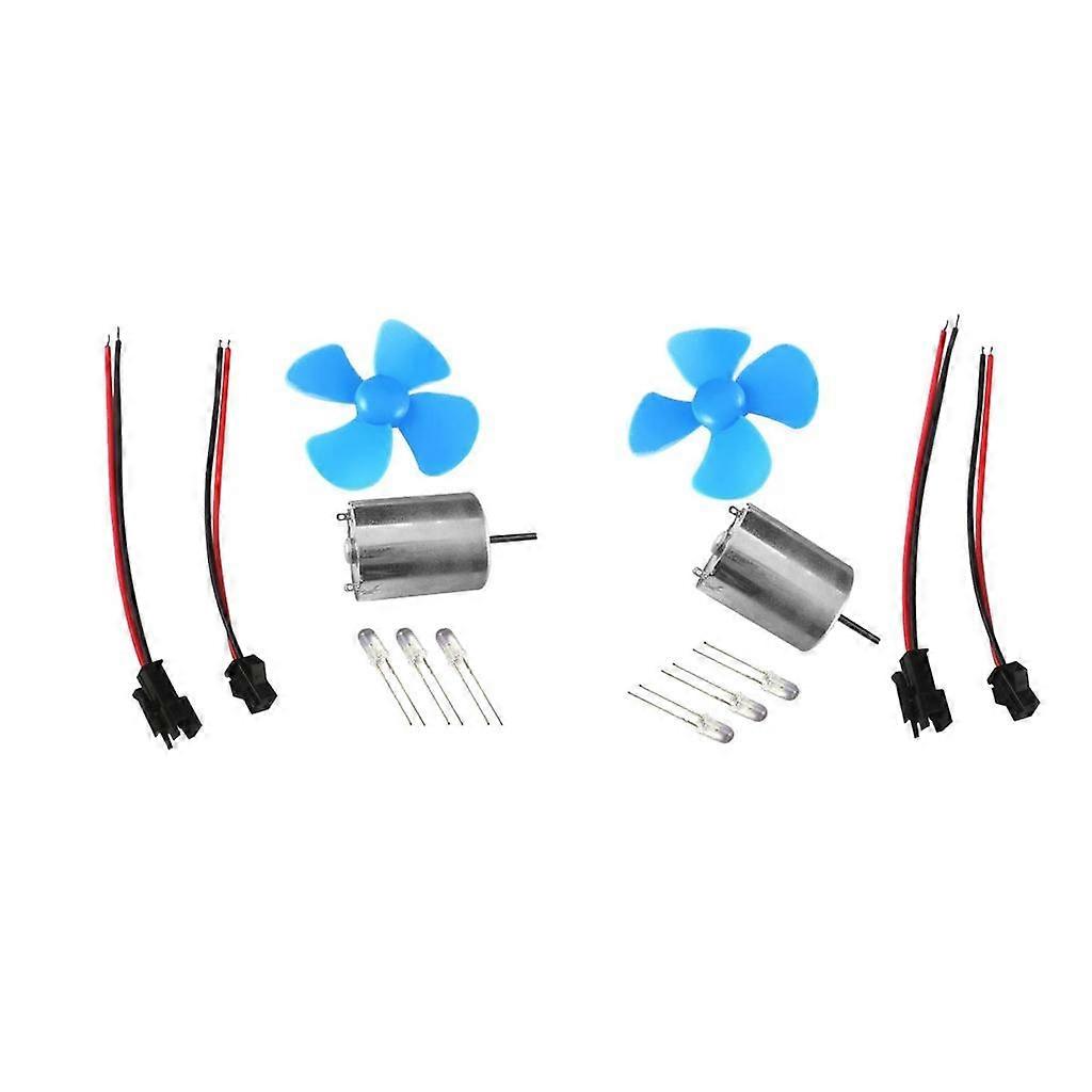 2x LED Windmühle Windgenerator Turbine Lehrmodell Mini DC Motor 60mm