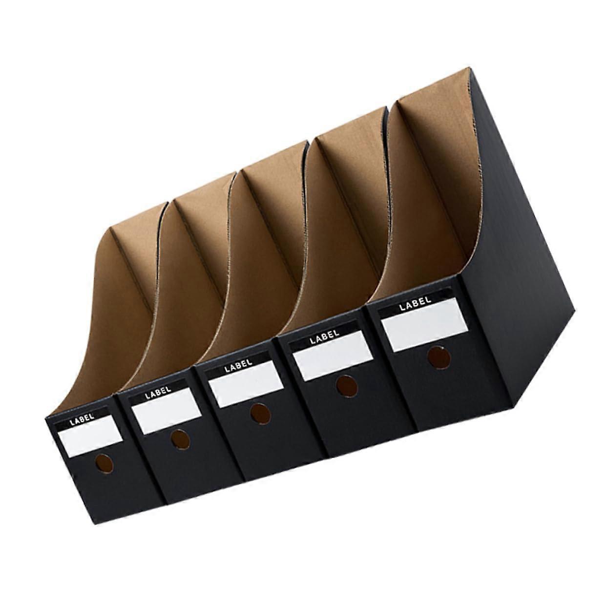 Desk Magazine File Holder 5pcs File Storage Boxes Lids for Documents and Books