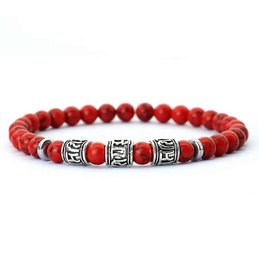 Mens 6mm Howlite Lava Tiger Eyes Beads Bracelet Viking Accessories