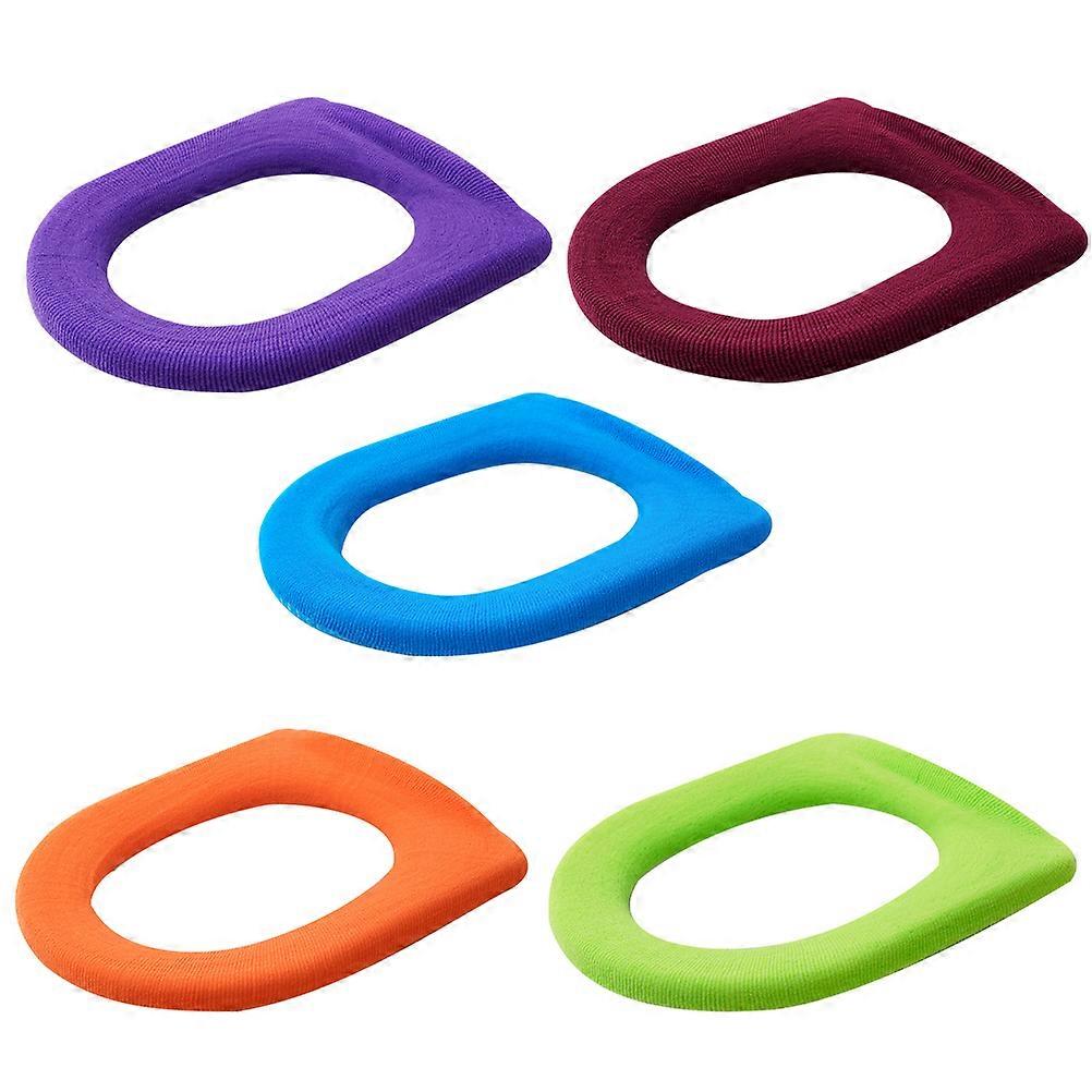 5pcs Colorful O Shaped Soft Toilet Seat Covers Durable Comfortable Pads for Home Bathroom Use Ladies Moms Elderly