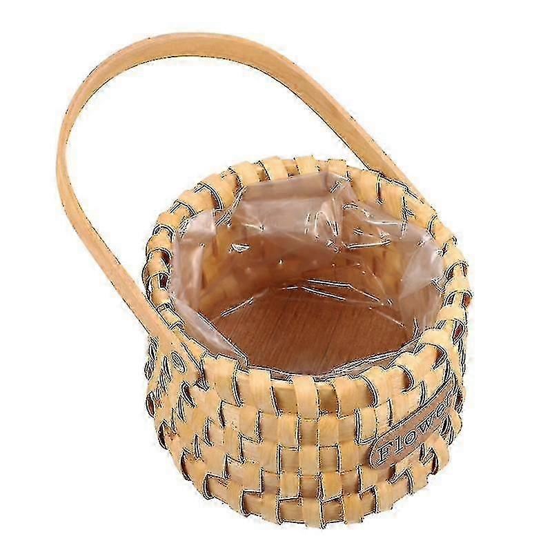 28X19x19cm Circular Picnic Baskets 1pc Home Stroge Basket Weave Flower Gift Hand Basket Decoration P