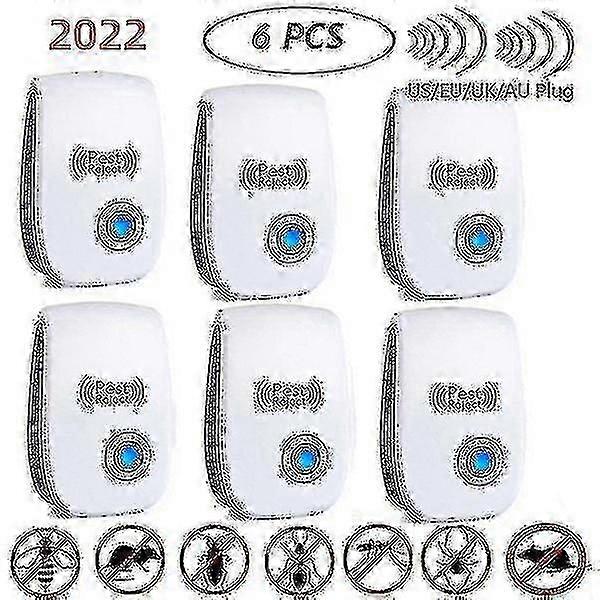 6 Pack Ultrasonic Pest Repeller Control Electronic Repeller Mosquito Mice Rat Reject Insect Roach Ant Spider Flea Killer (us/uk/eu/au Plug)