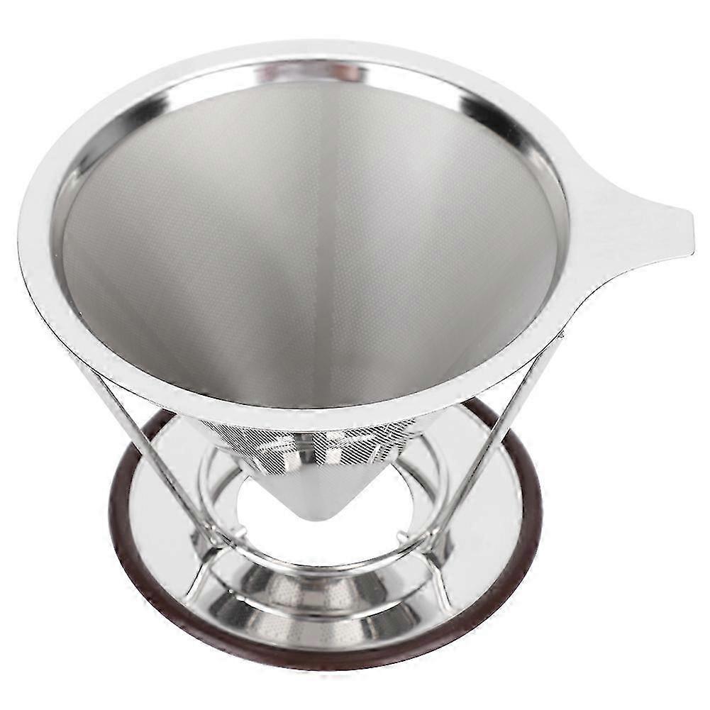 2025 Reusable Stainless Steel Double Layer Coffee Filter with Rack Coffee Making Accessory