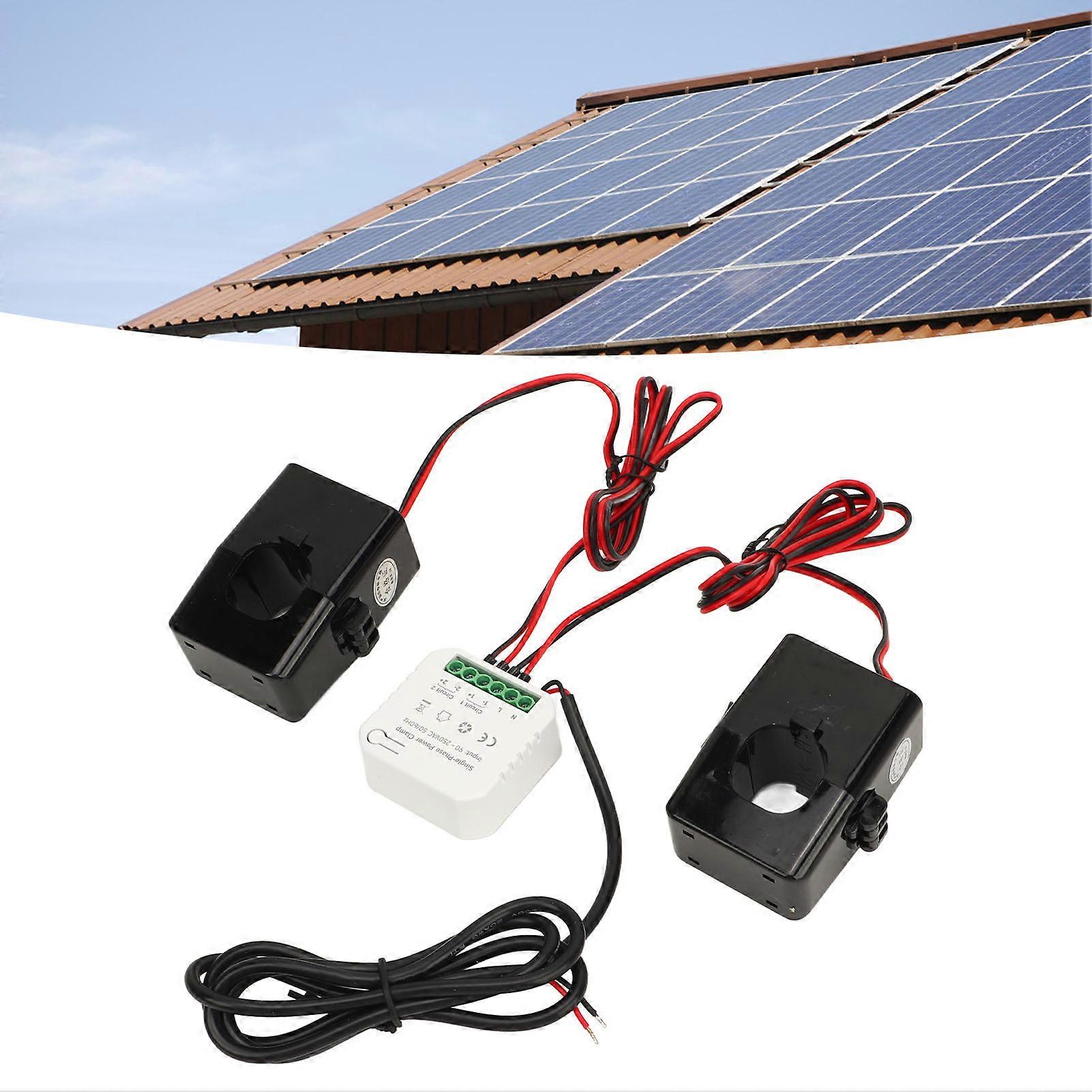 WiFi Smart Energy Monitor Single Phase Clamp Electricity Meter with 2 200ACT Current Transformer 90‑250VAC