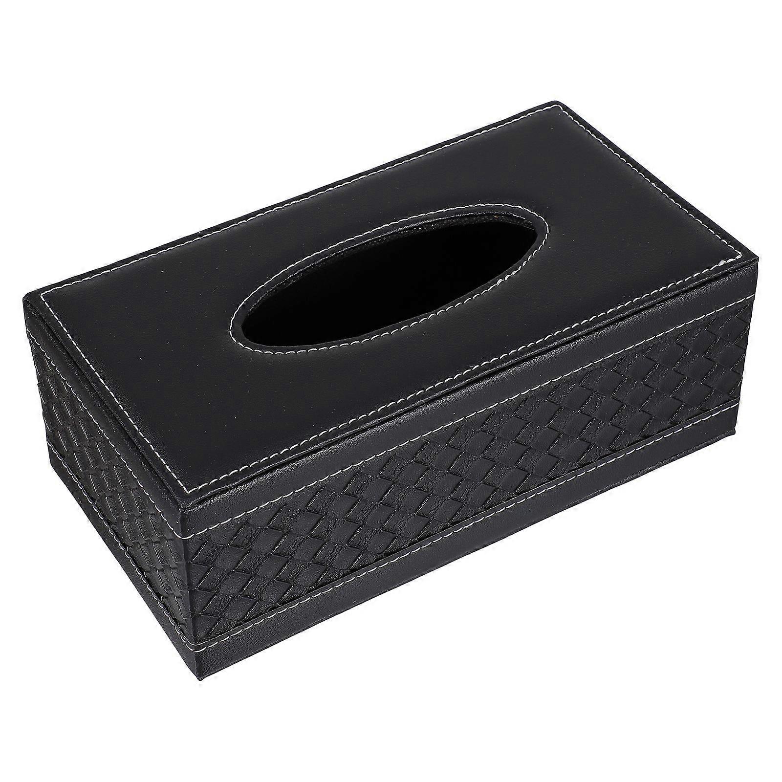 Automobile Tissue Holder Napkin Organizer Home Use Black Leather Napkin Dispensing 24X12cm 1Pack