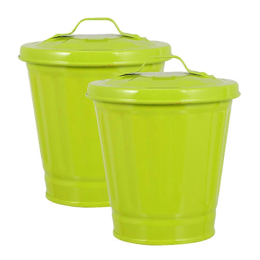 Table Garbage Container Desktop Trash Can Small Item Storage Home Office Rectangular Green 9.50X9.00X6.00CM 2Pcs