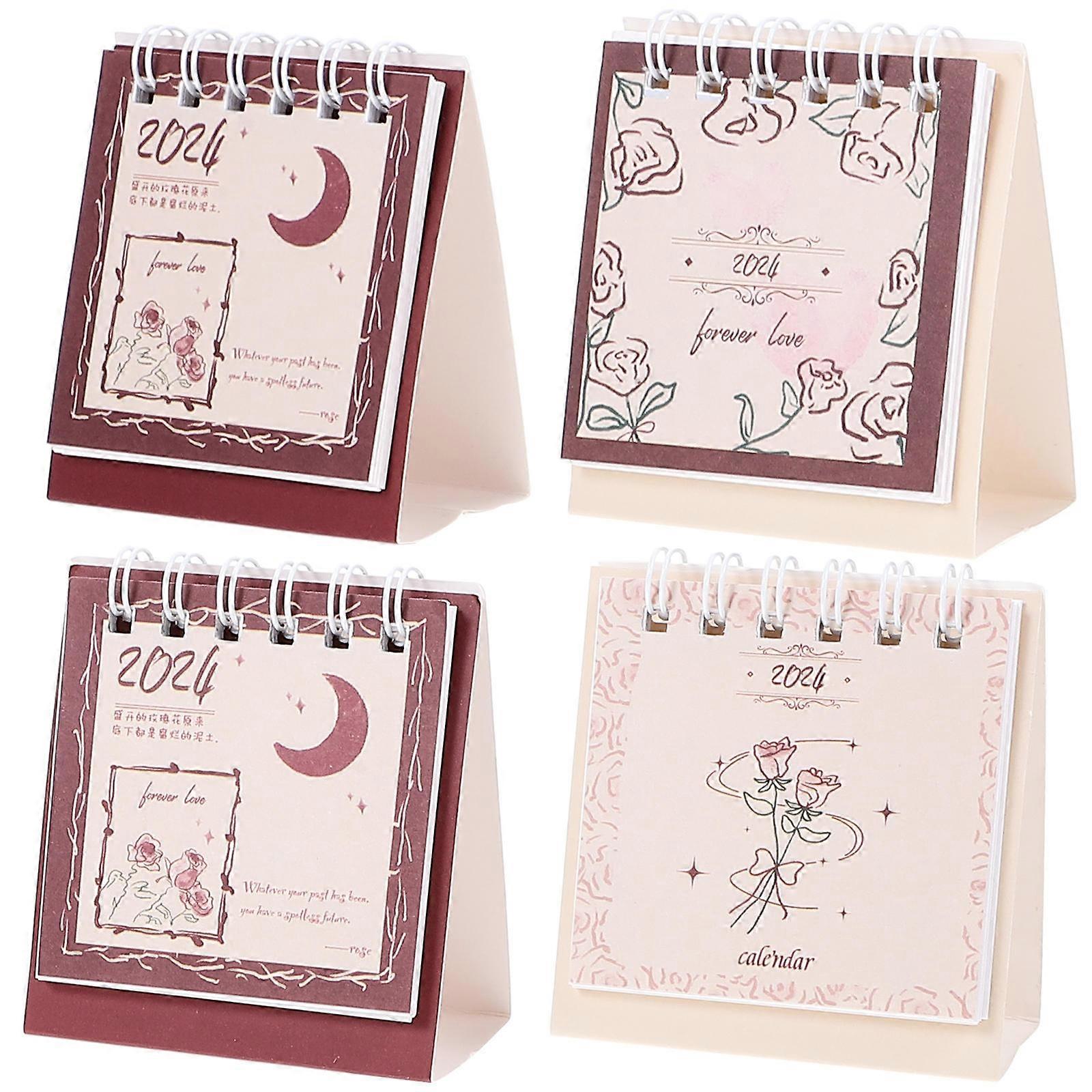 Dragon Year Desk Calendar for Office Use 4Pcs Decorative Standing Month Calendars