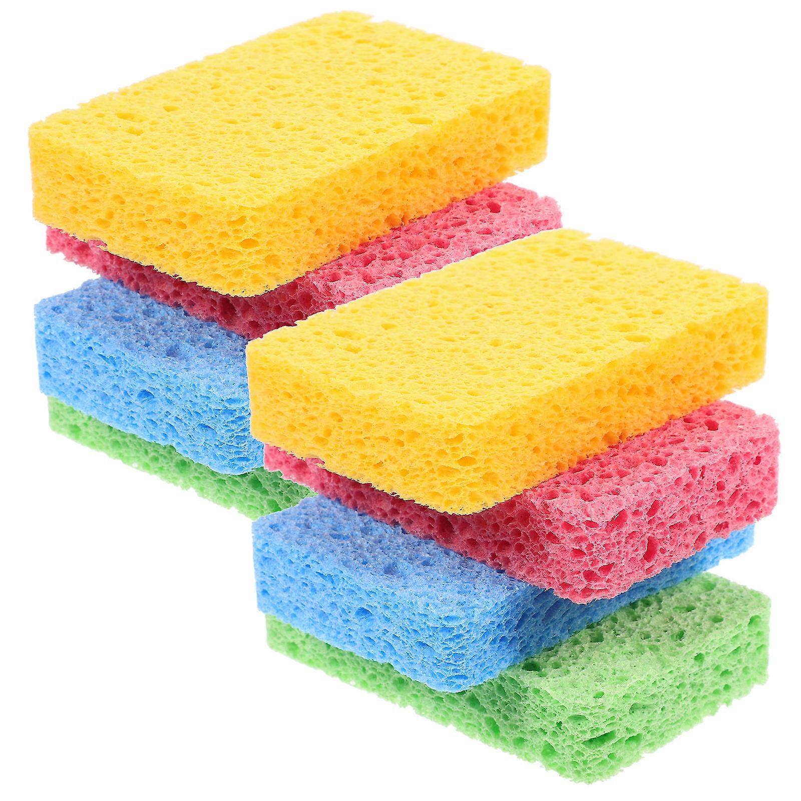 Sponge For Cleaning Versatile Cleaning Tool Rectangular Shape Natural Compressed Wood Pulp 8Pcs