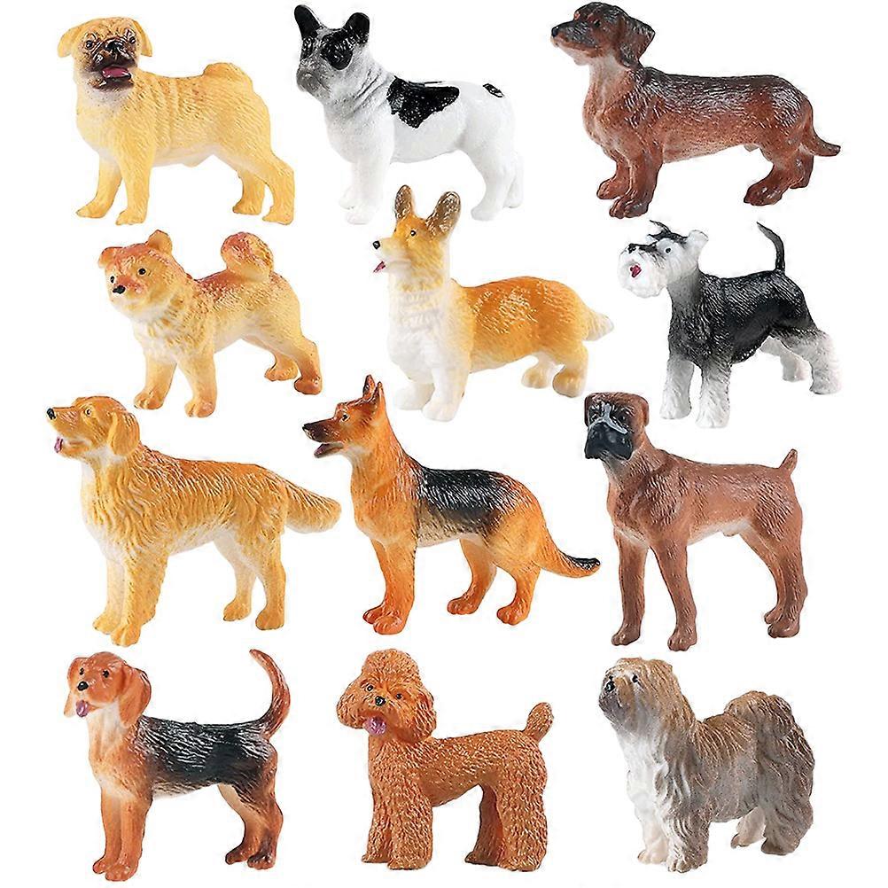 Dog Sculpture Resin Figurines Educational Tools For Cognitive Development 12Pcs