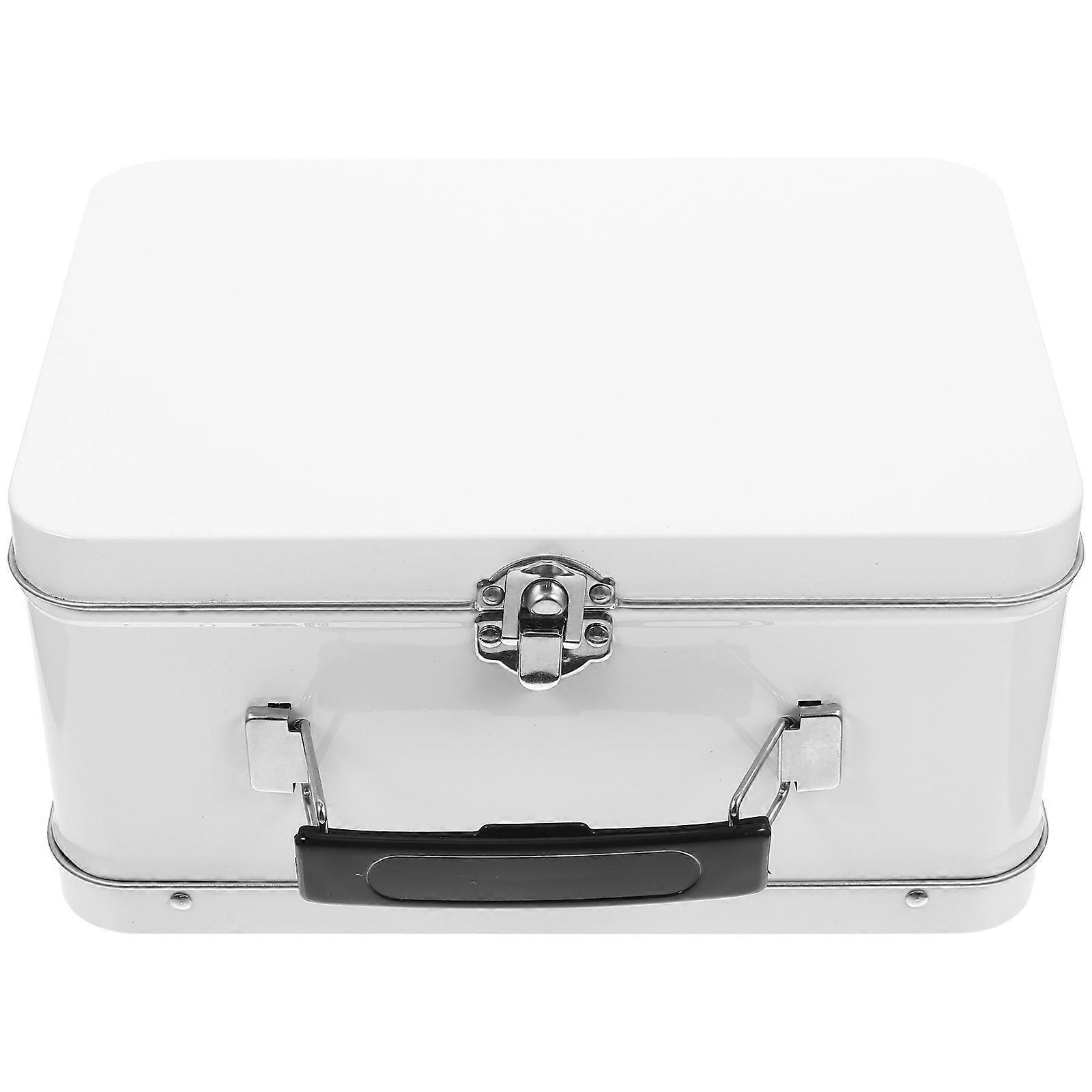 Tinplate Storage Box Tinplate Case Home Users Decorative Simple 8.1X3.9X5.9in 1Pack