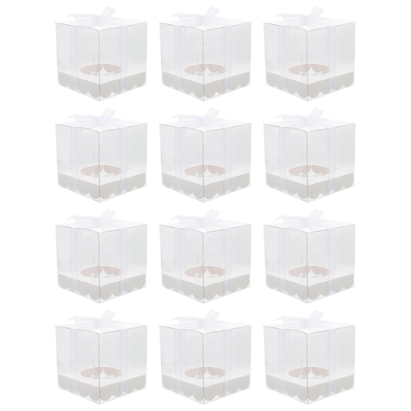 Transparent Cake Boxes Scratch Resistant Pet Plastic Boxes for Bakery Style 9X9X9CM 12Pcs