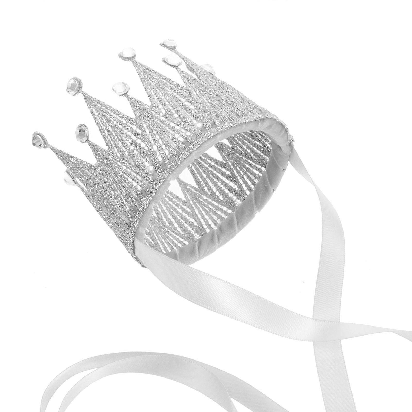 Girl Hair Accessories Tiara Crown Childrens Crown Birthday Party Silver Color Material 1Pcs