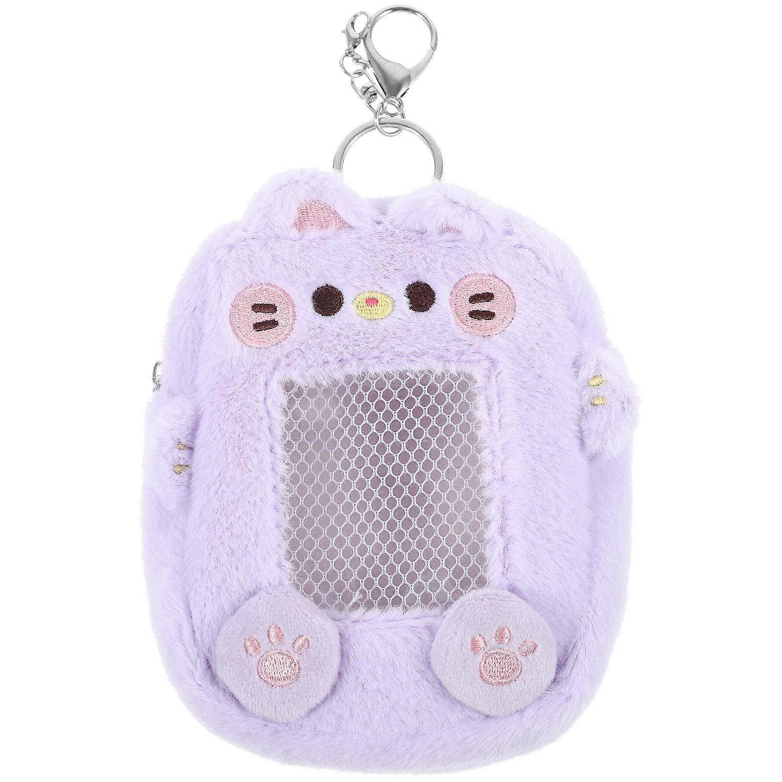 Zipper Keychain Wallet Card Storage Coin Storage Teens Purple Bear Shape Zinc Alloy 1Pcs