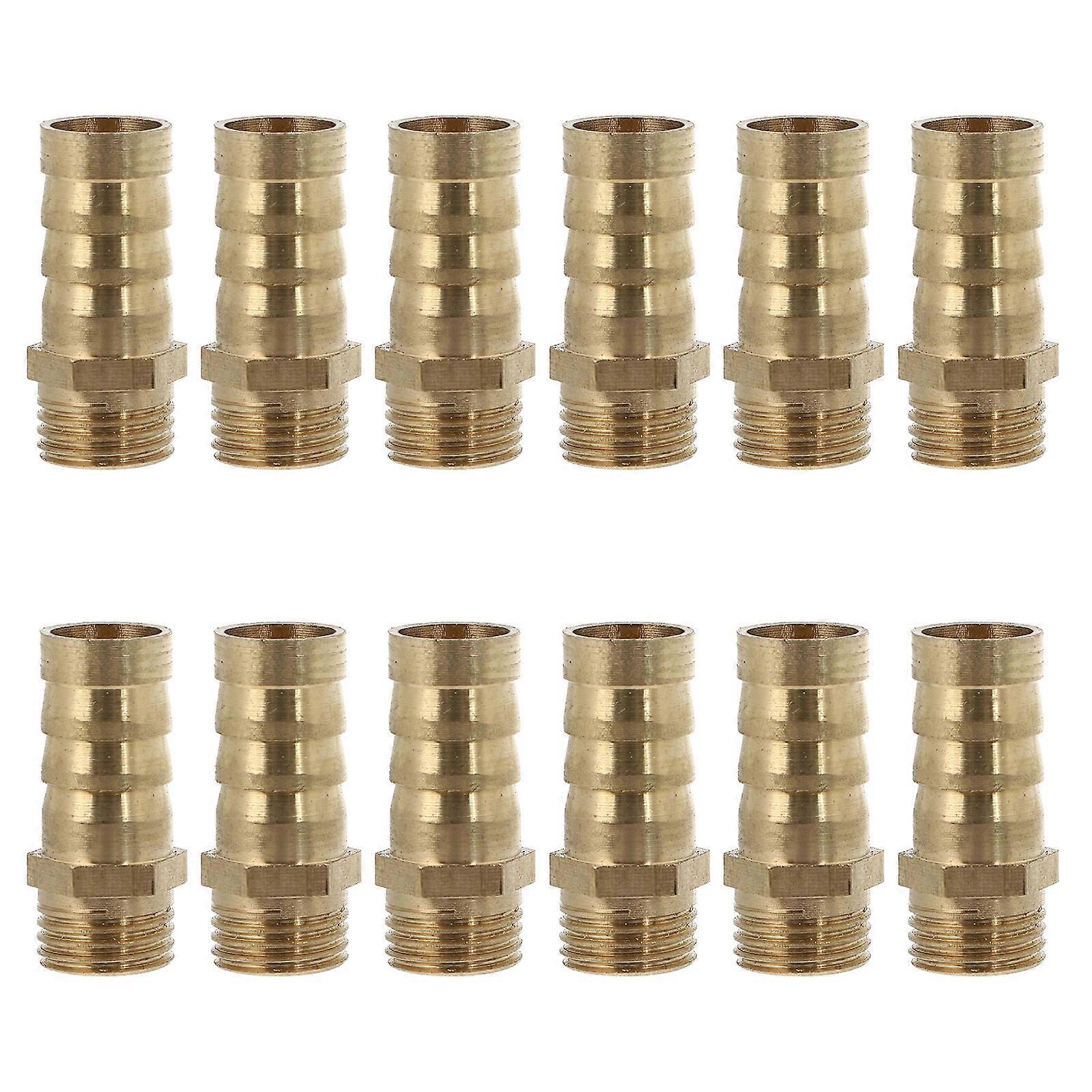 Brass Hose Barb Fitting Air Hose Connector Sturdy Simple Pipe Connection 12PCS
