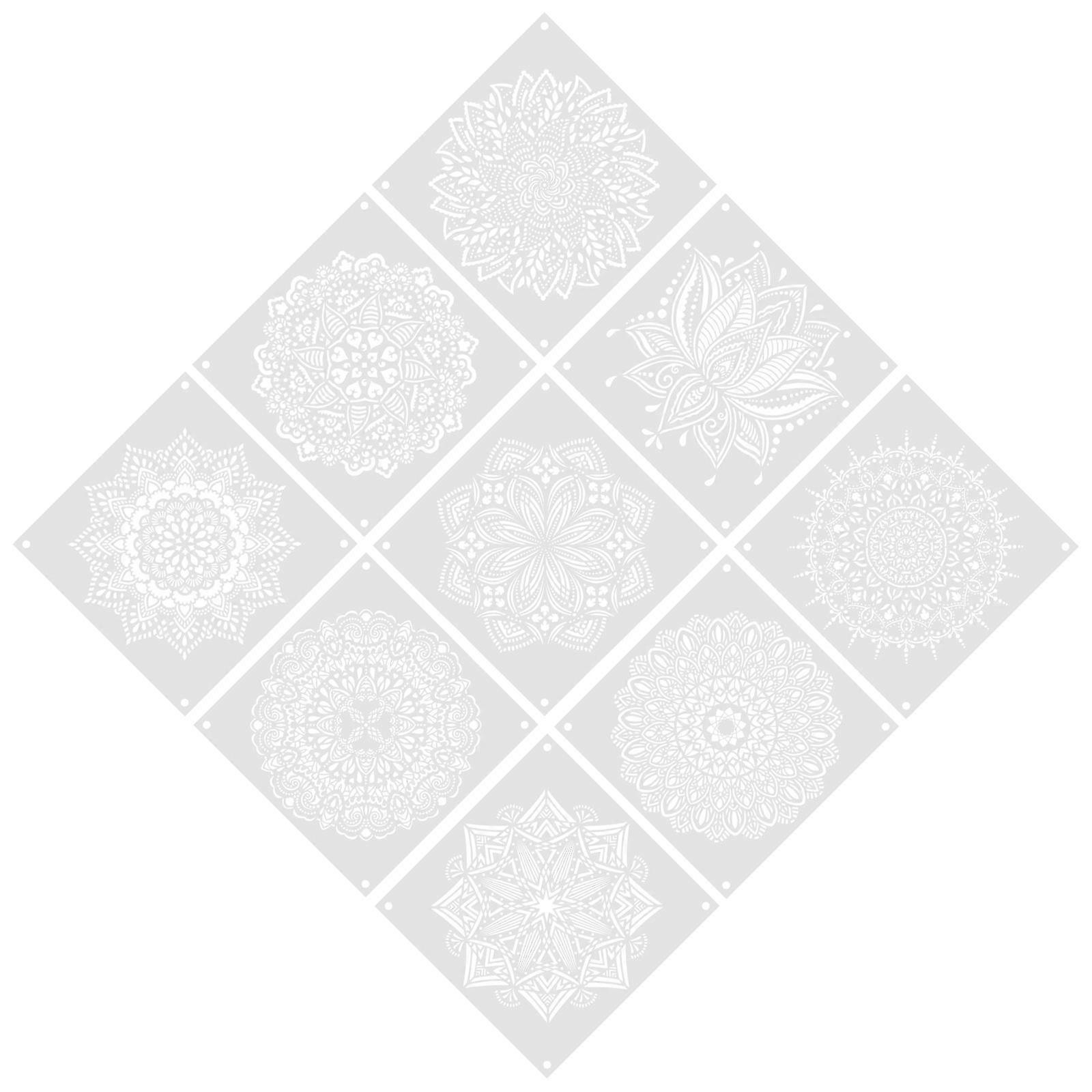 Diy Stencils Decorative Flower Templates Mandala Art Home Decoration 30.5x30.5cm Plastic 9 Sheets