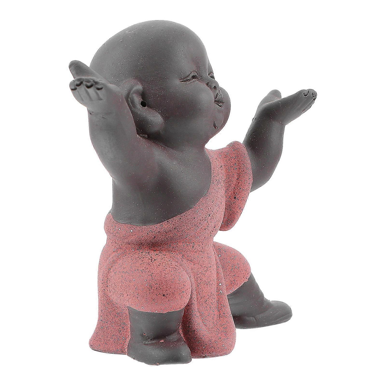 Ceramic Buddha Desk Ornament For Home Decoration Simple Shape Red 9x9cm 1Set