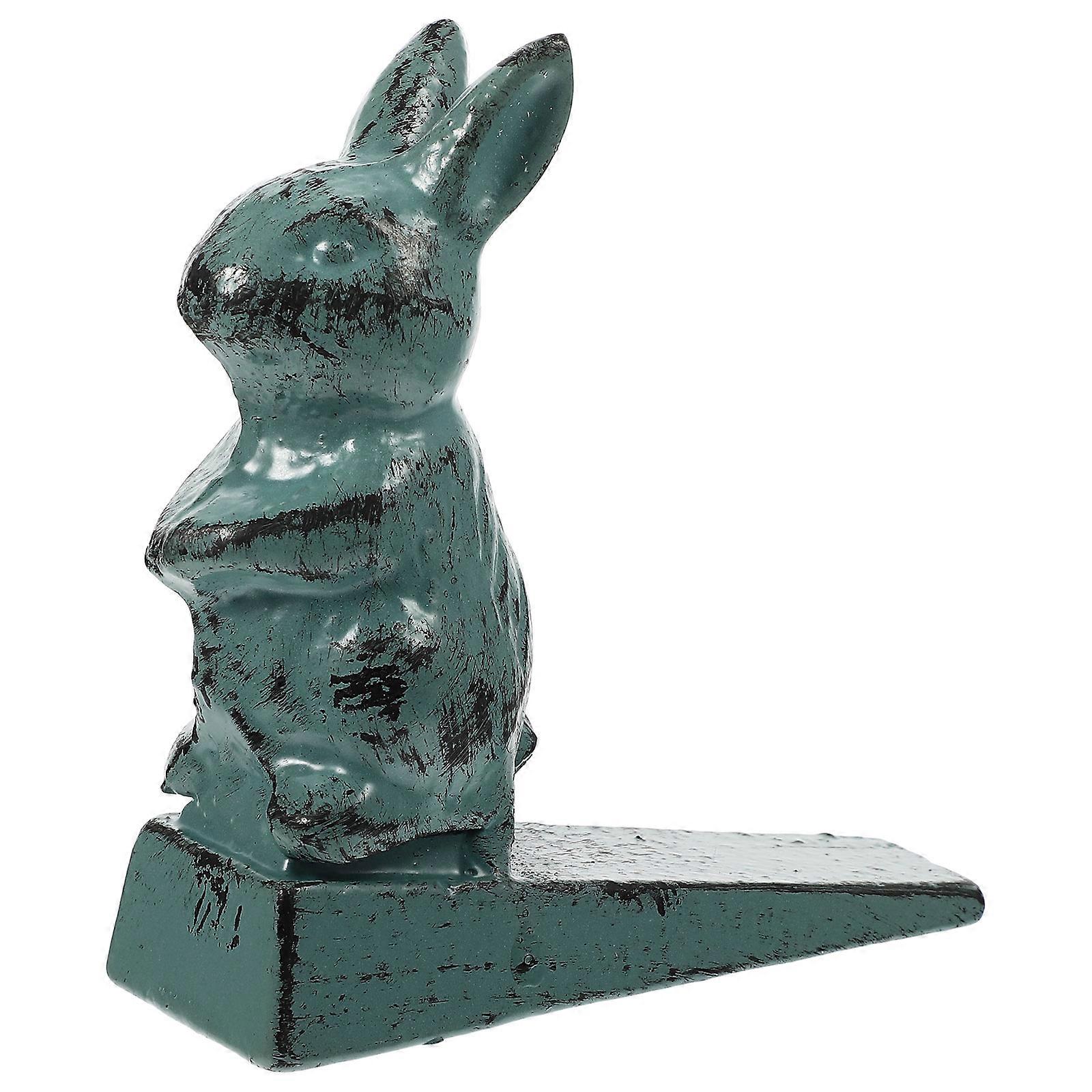 Retro Iron Rabbit Door Stopper with Non Slip Wedge Design for Home or Office Use on Tile, Concrete, and Various Flooring Types
