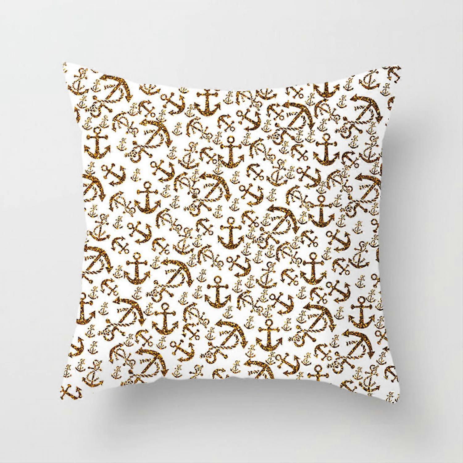 Throw Pillow Cover in Gold Print Geometric Print Leaf Cushion Cover Soft Square Decorative Pillow Cases for Sofa Bed Car