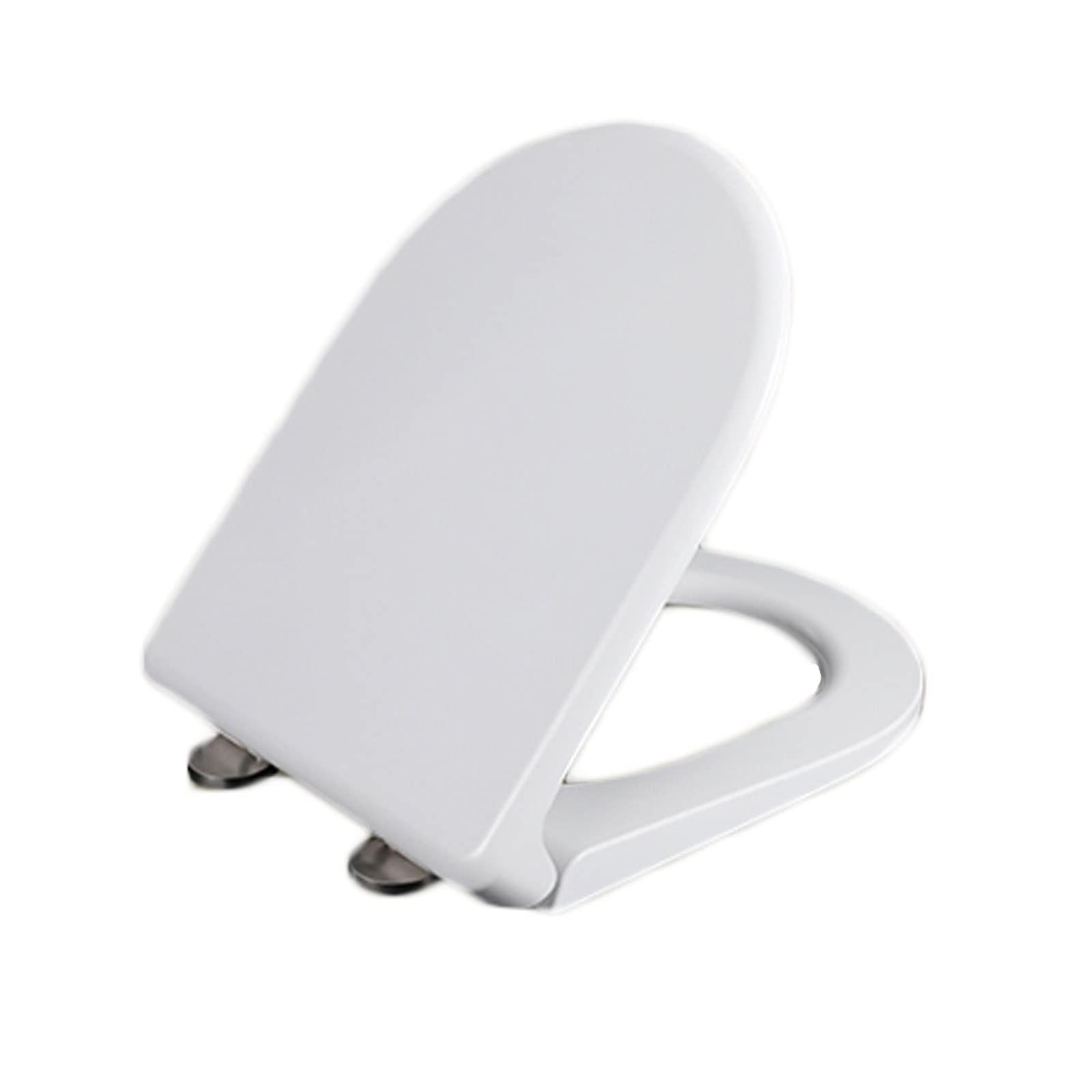 02R Toilet Seat D-Shape, 460mm X 370mm, Soft-Close Lid, Quick-Release, Antibacterial, Easy Install, Fits Most Toilets