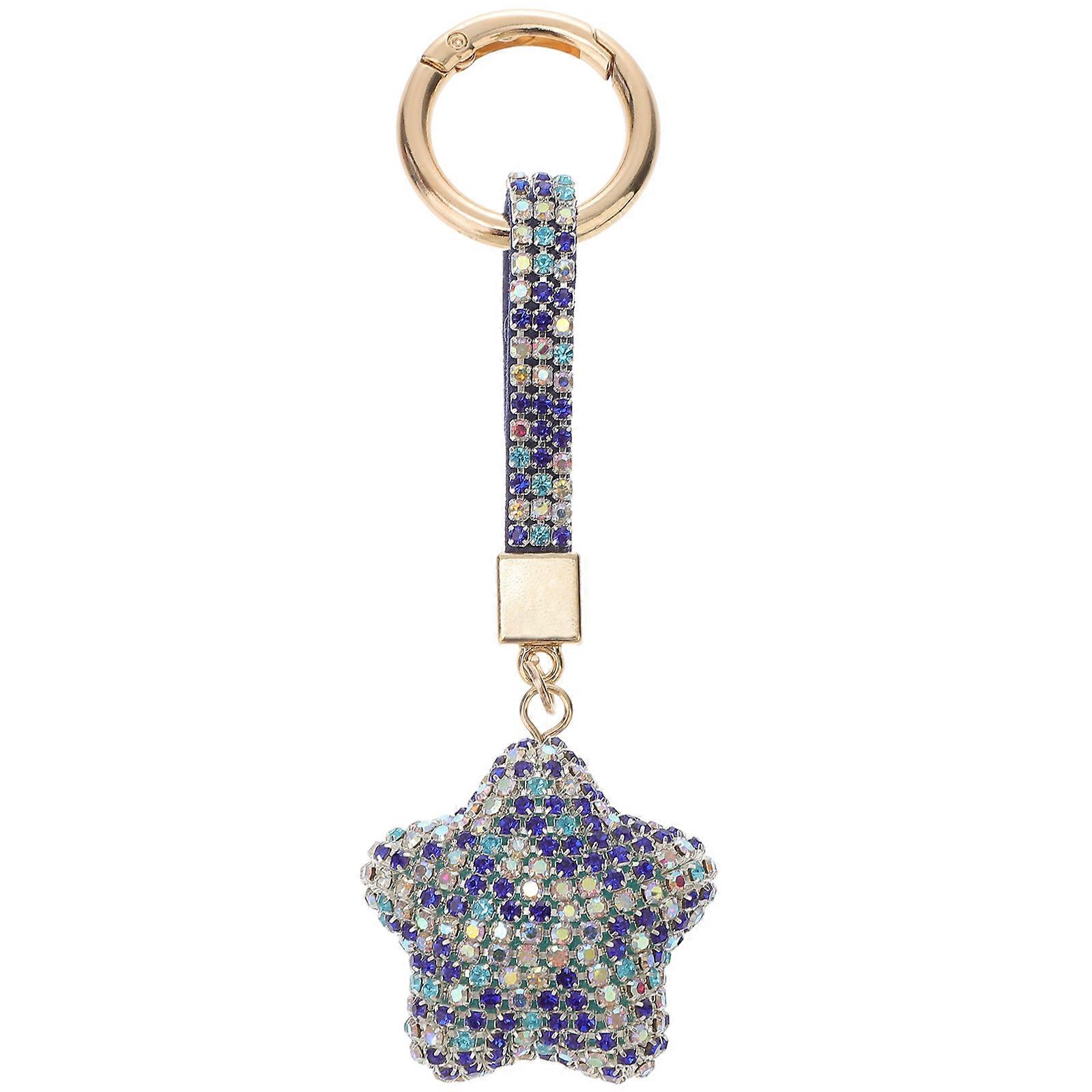Sparkly Key Ring Rhinestone Star Keychain Daily Use 13X4.5CM 1Set