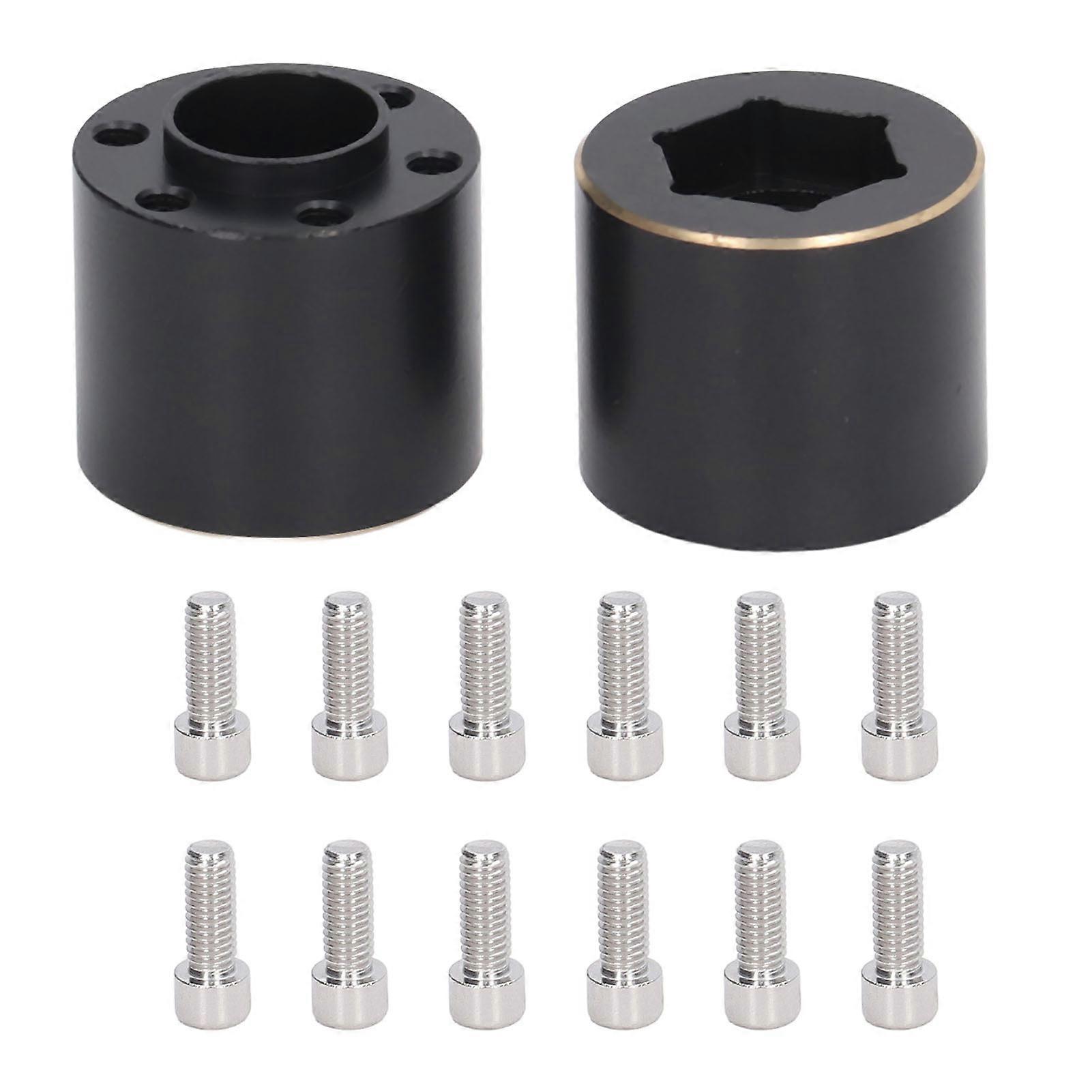 2pcs 1.9 2.2 Inch Wheel Hex Hub Widen Adapter Brass Black Wheel Rim Adapter for Remote Control Car 18.5mm / 0.7in