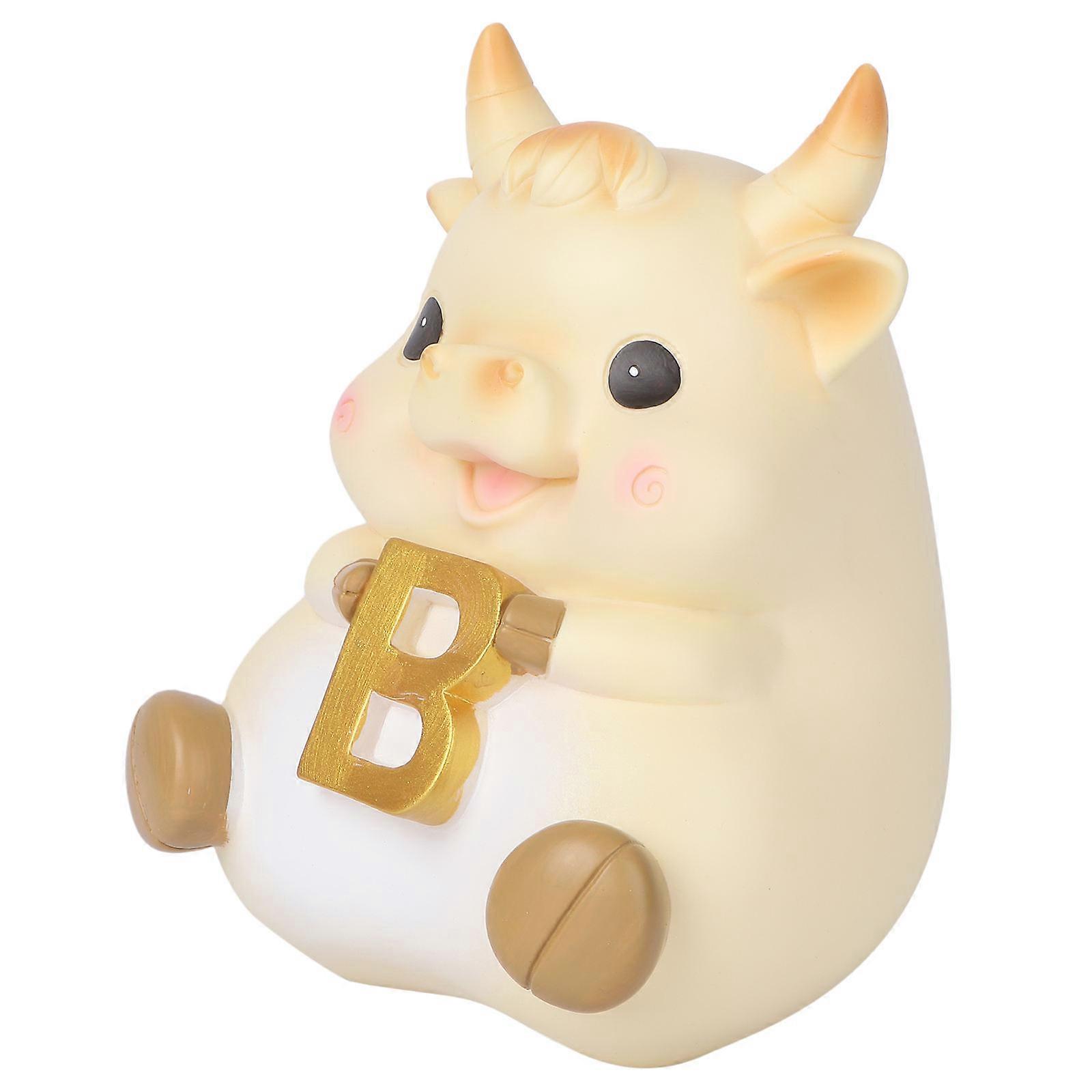 Cute Money Bank Cattle Shape Coin Bank For Students Yellow 1Pc