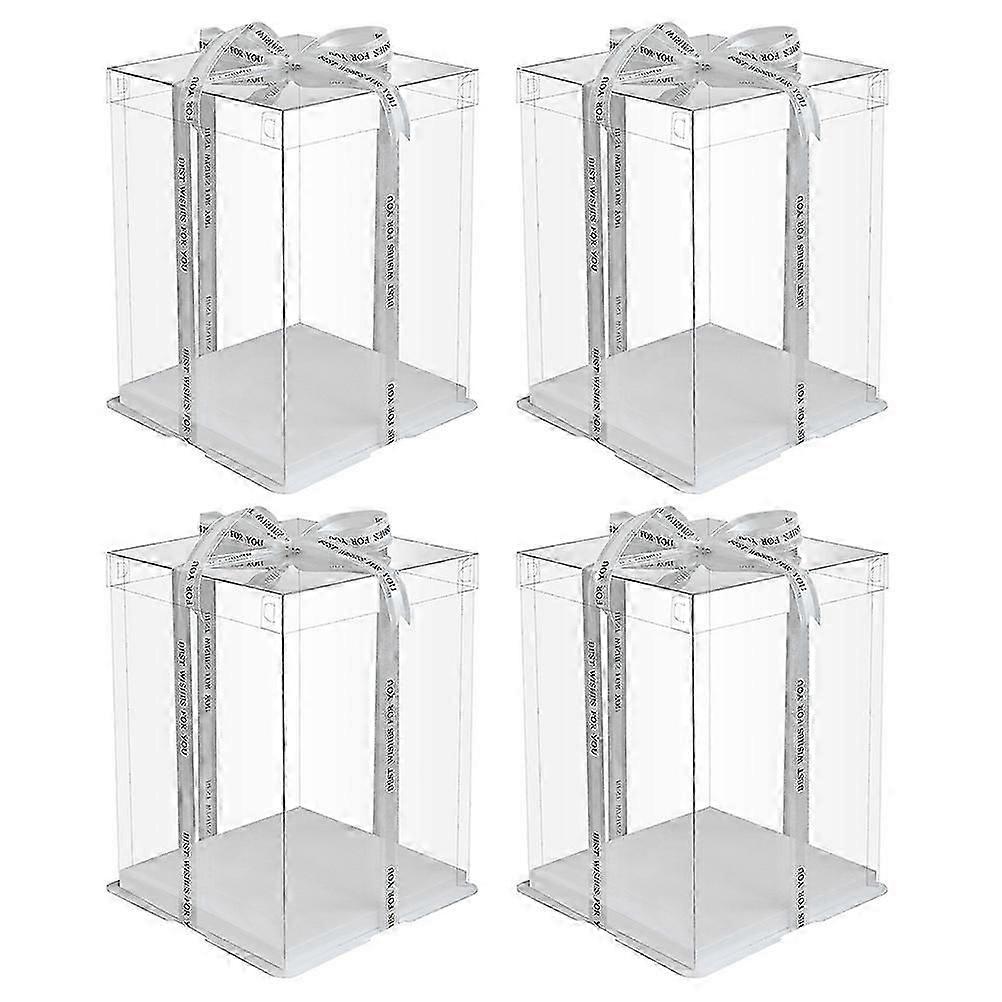 Lot de 4 boîtes à gâteaux transparentes en plastique pour gâteaux d'anniversaire