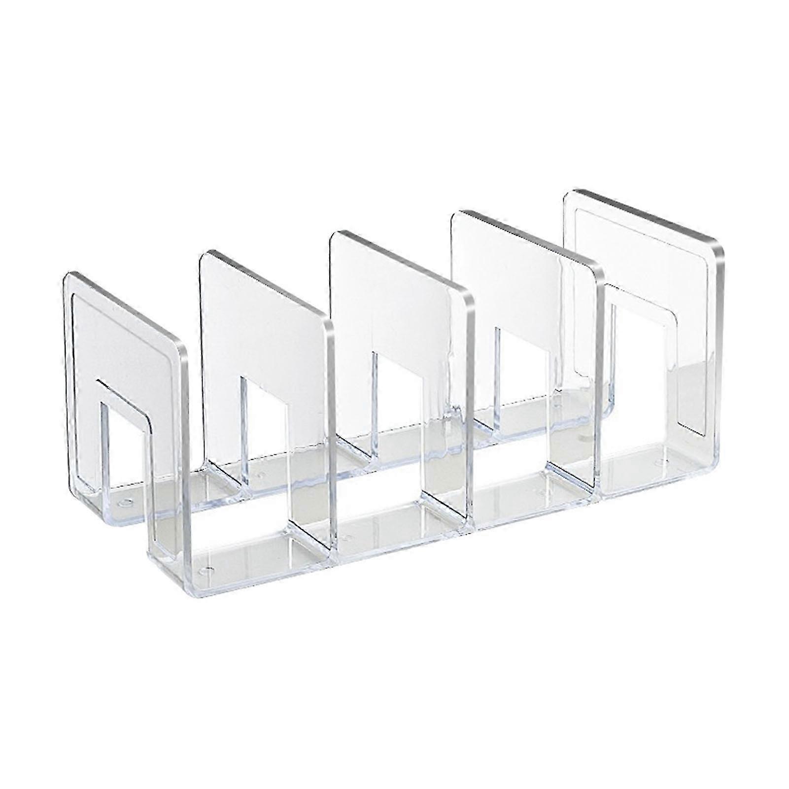 Transparent Color Simple Style 4 Compartments Acrylic Book Shelf Holder for Office Classroom