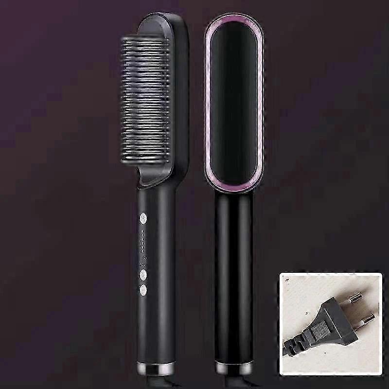 Professional Hair Straightener Brush with Built-in Comb, 30s PTC Heating & 5 Temperature Settings, Anti-Scald Suitable for Most Brands