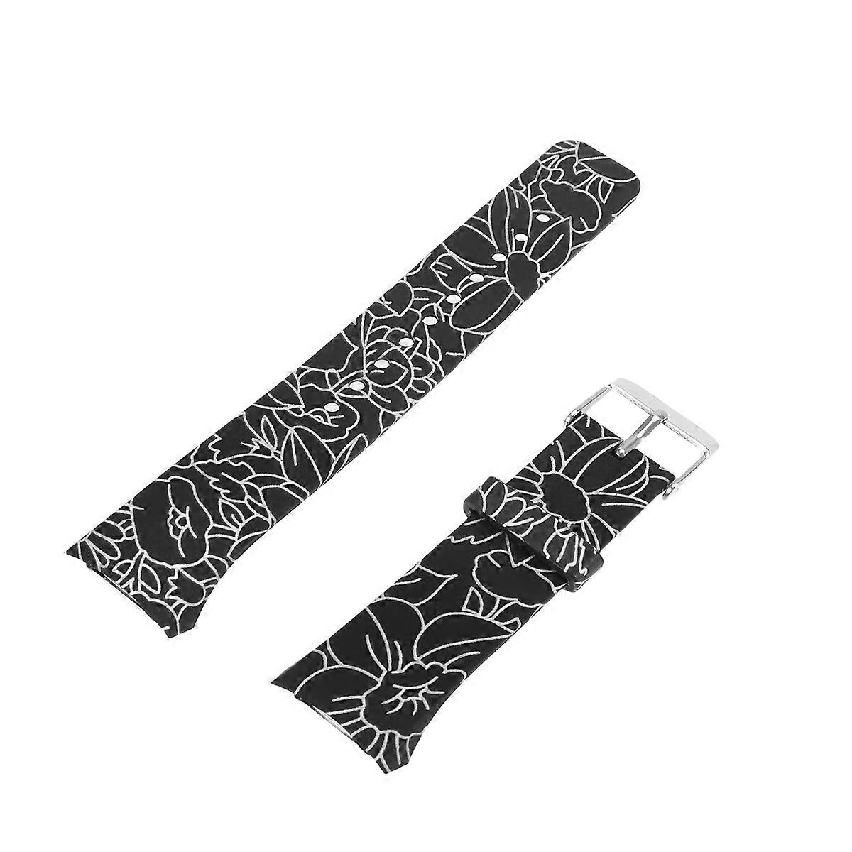 Watch Band Strap Gear S2 R720 Comfortable Wearing Black Base with White Pattern 21*2cm 1Pack