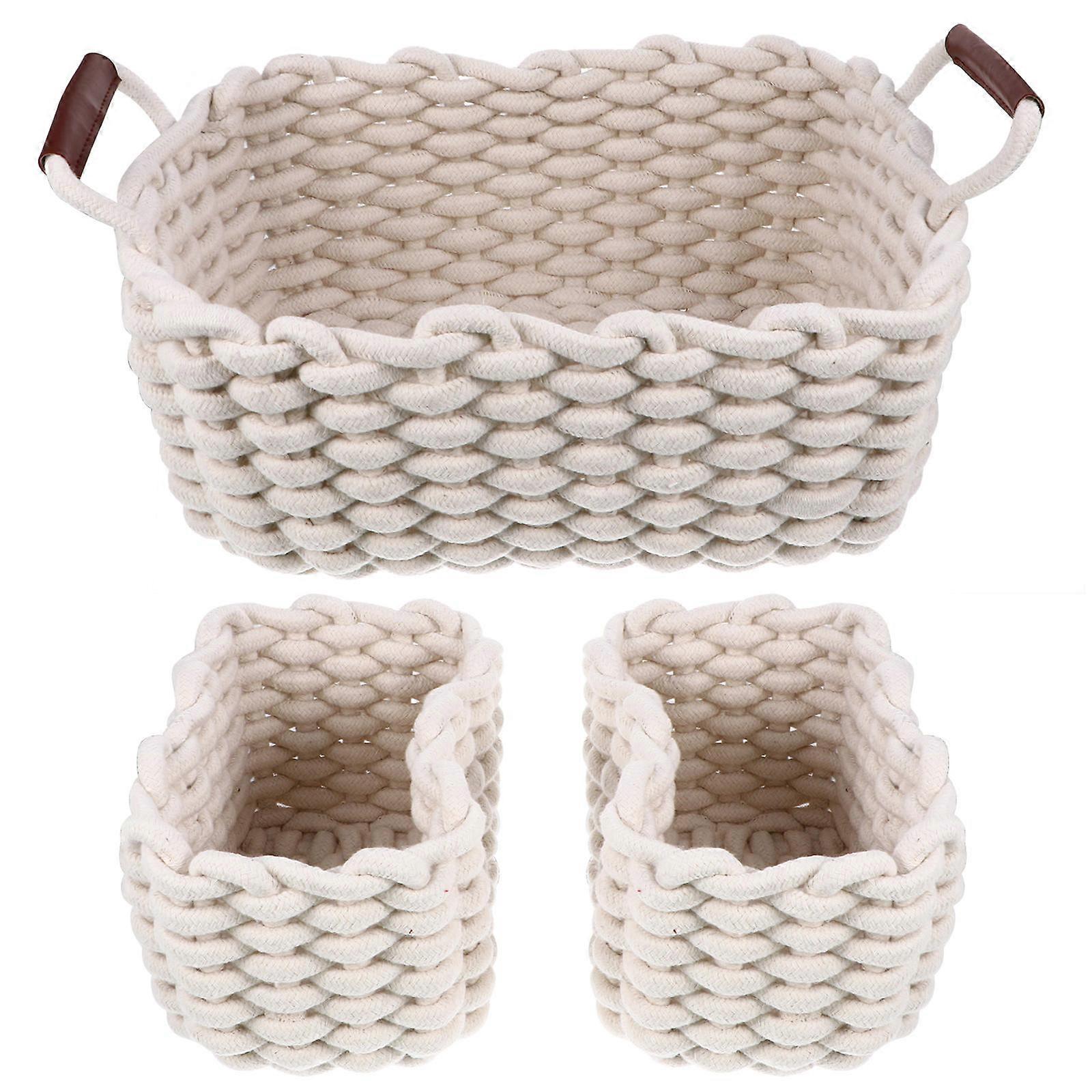 Stackable Storage Baskets Nesting Baskets Home Decoration Personal Storage Baby Safe White 3Pcs1Set