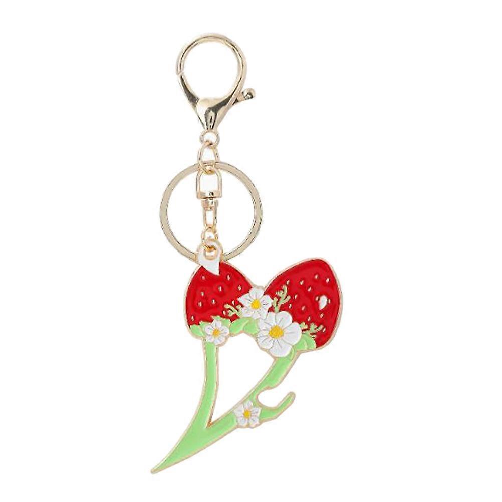 Hollow Out Strawberry Daisy Charm Keychain Stylish Metal Pendant Purse Hanging Accessory for Bags Backpacks Keys Unique Design