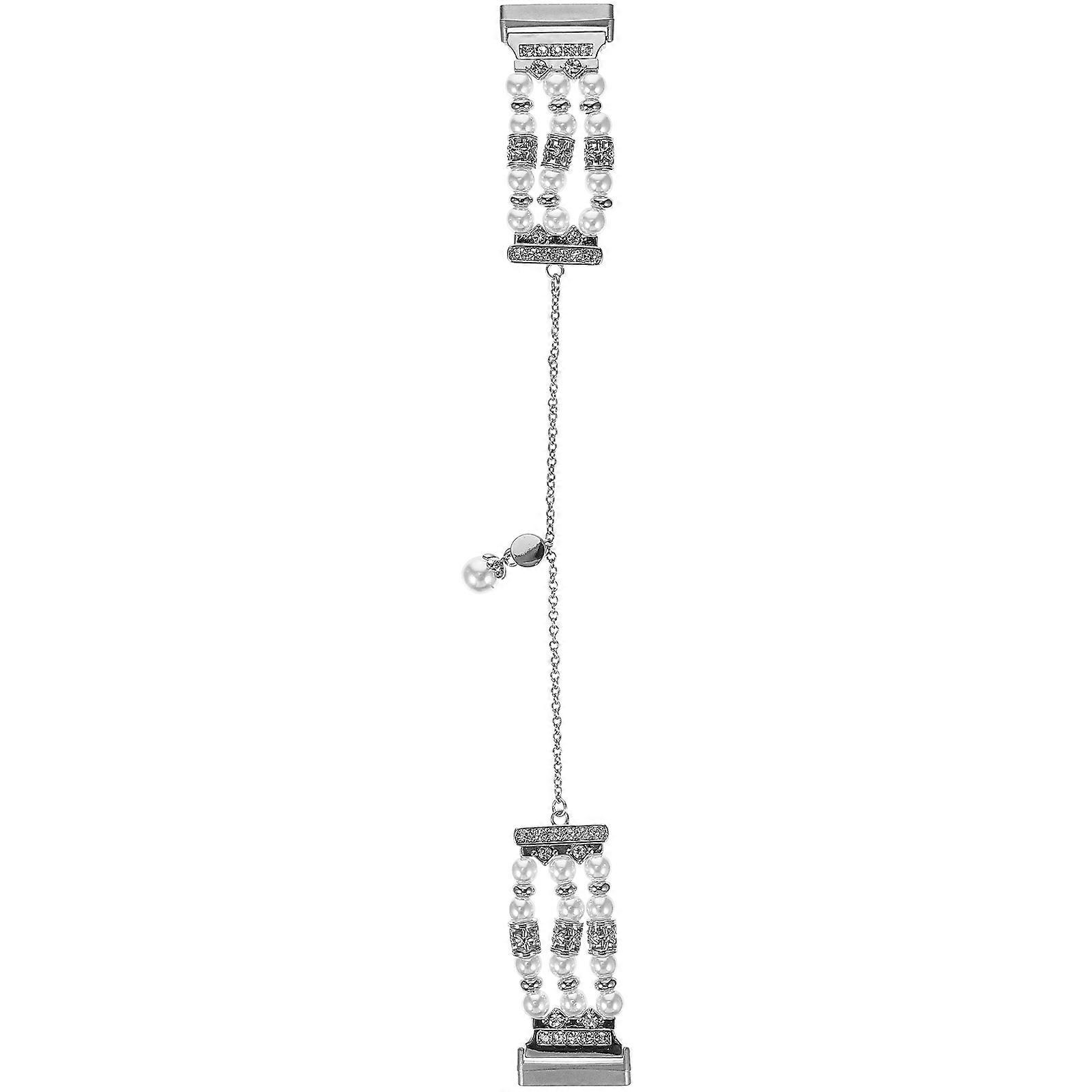 Pearl Watch Band with Chain Design Strap for Sense Elegant Wristwatch Comfortable, Durable, Easy to Install for Everyday Wear